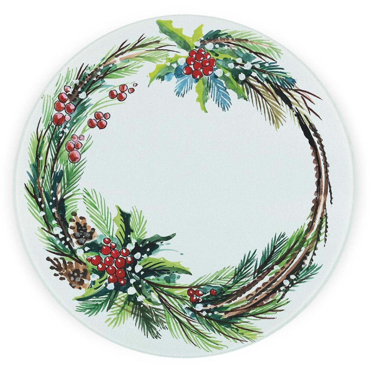 Image of Festive Wreath Textured Glass Round Trivet&hellip;