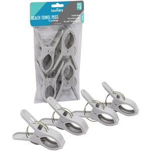 Beach Towel Pegs - 4 Pack - White