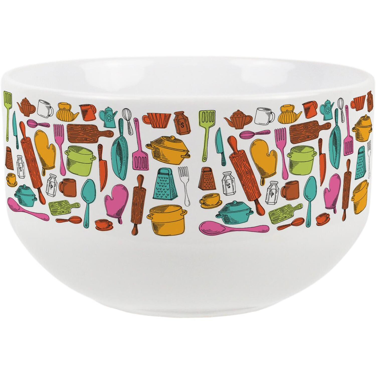Image of Colourful Kitchen Ceramic Bowl - White&hellip;