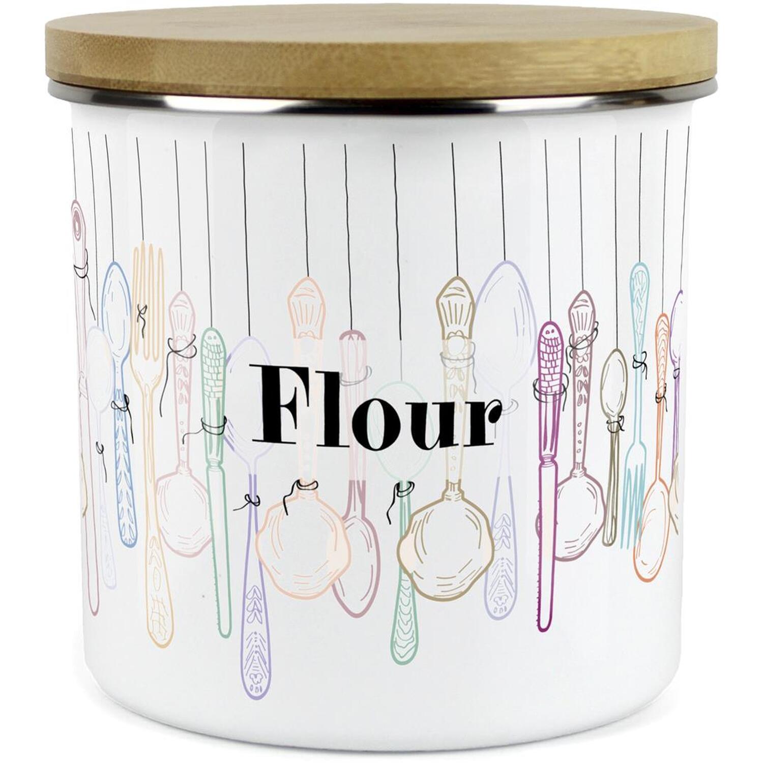 Purely Home Vintage Cutlery Large Flour Storage Canister - White