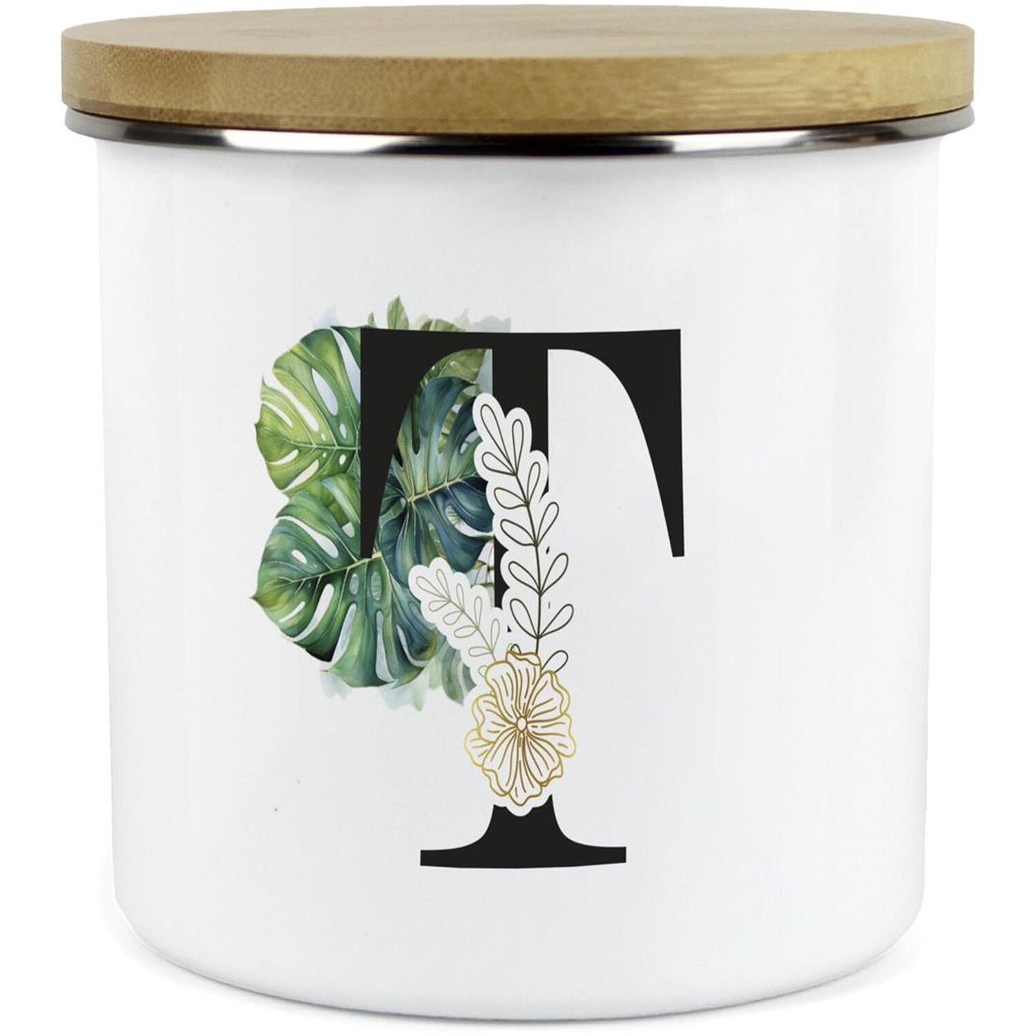Purely Home Green & Gold Letter T Large Storage Canister