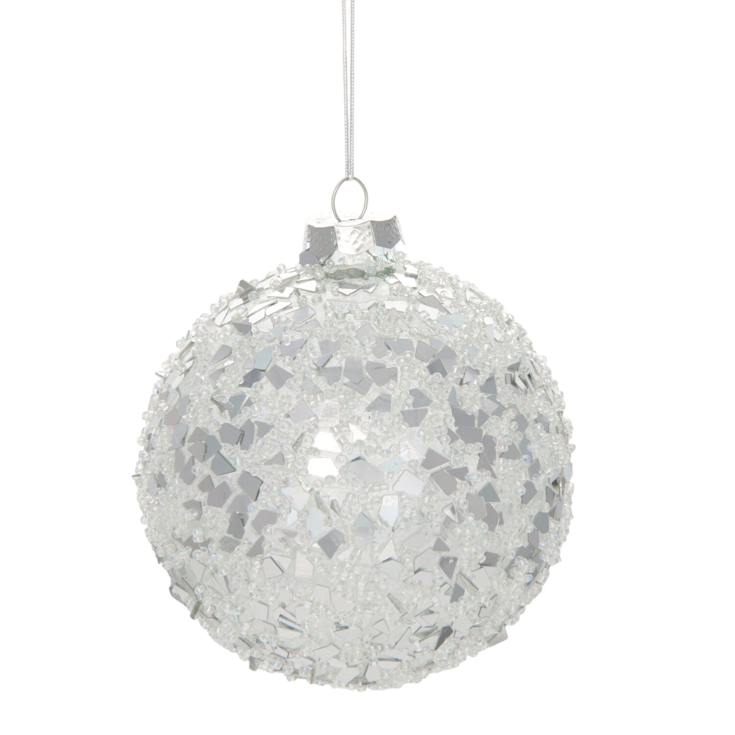 Winter Crystal Shiny Sequin Bauble - Silver