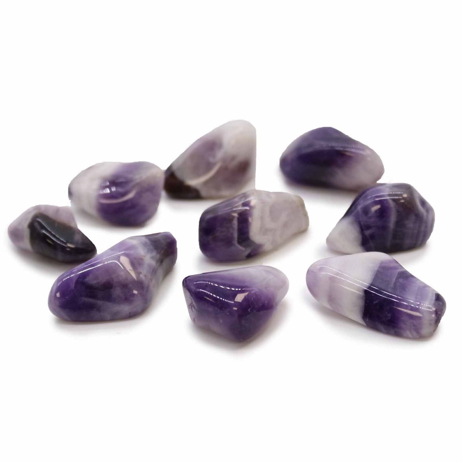 Amethyst Banded Tumble Stones Grade B, Medium Natural Purple Crystals - Purple