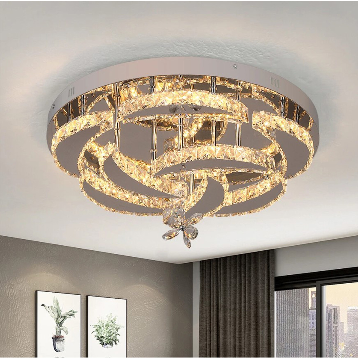 The Bath Plus Tb+ Chandelier Silver 3 Color Lights - Silver