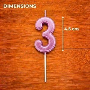 Shatchi Pink Number 3 Wax Candles - Pack of 2