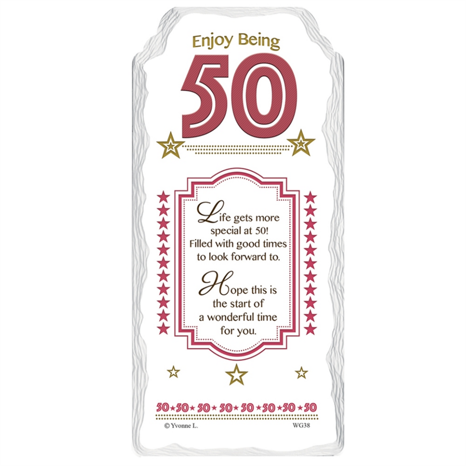 Enjoy Being 50 Sentimental Handcrafted Ceramic Plaque - Multi