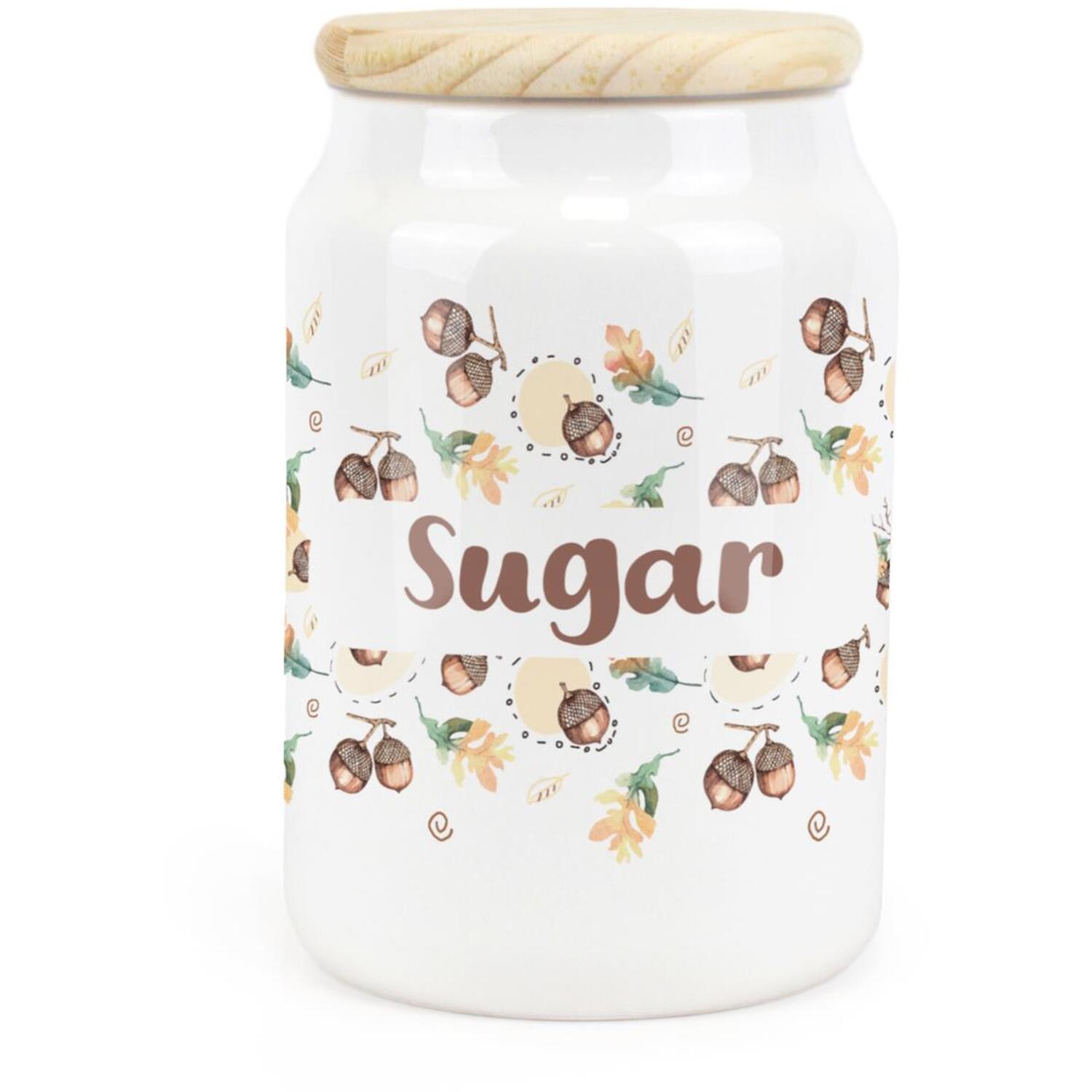 Ceramic Tapered Autumnal Acorns Canister - Sugar Storage Container - Image 2
