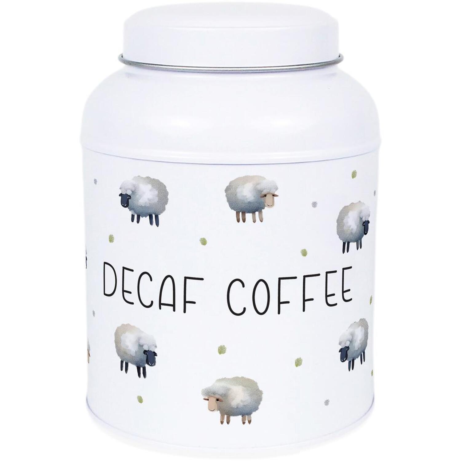 Purely Home Spring Sheep Storage Canister - Small Domed Lid Kitchen/Home Tin - Decaf Coffee