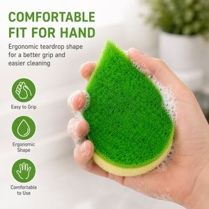 6x Fairy Tear Drop Scrubber Washing Up Scourer Sponge Dual Sided