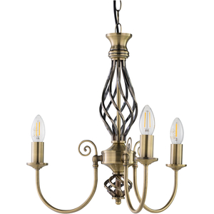 Barley Twist Antique Brass 3 Light Pendant