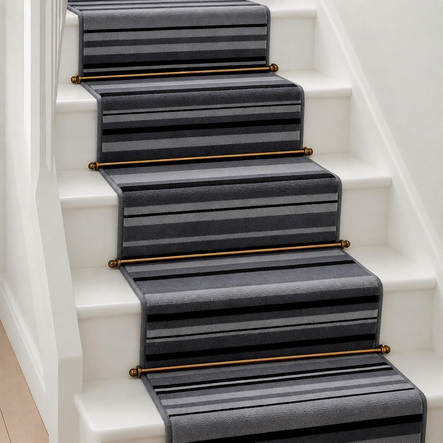 Bravich LTD Modern Striped Lines Hallway Runner Rug Non Slip Low Pile in Grey | Size: 60 cm x 120 cm