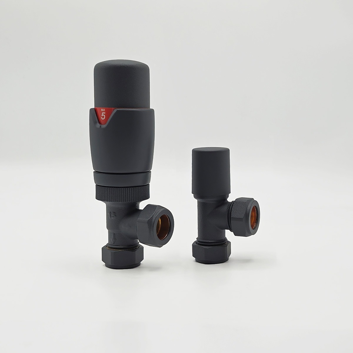Lux Heat Angled Anthracite Grey Thermostatic Valve Set - Anthracite Grey - Image 2