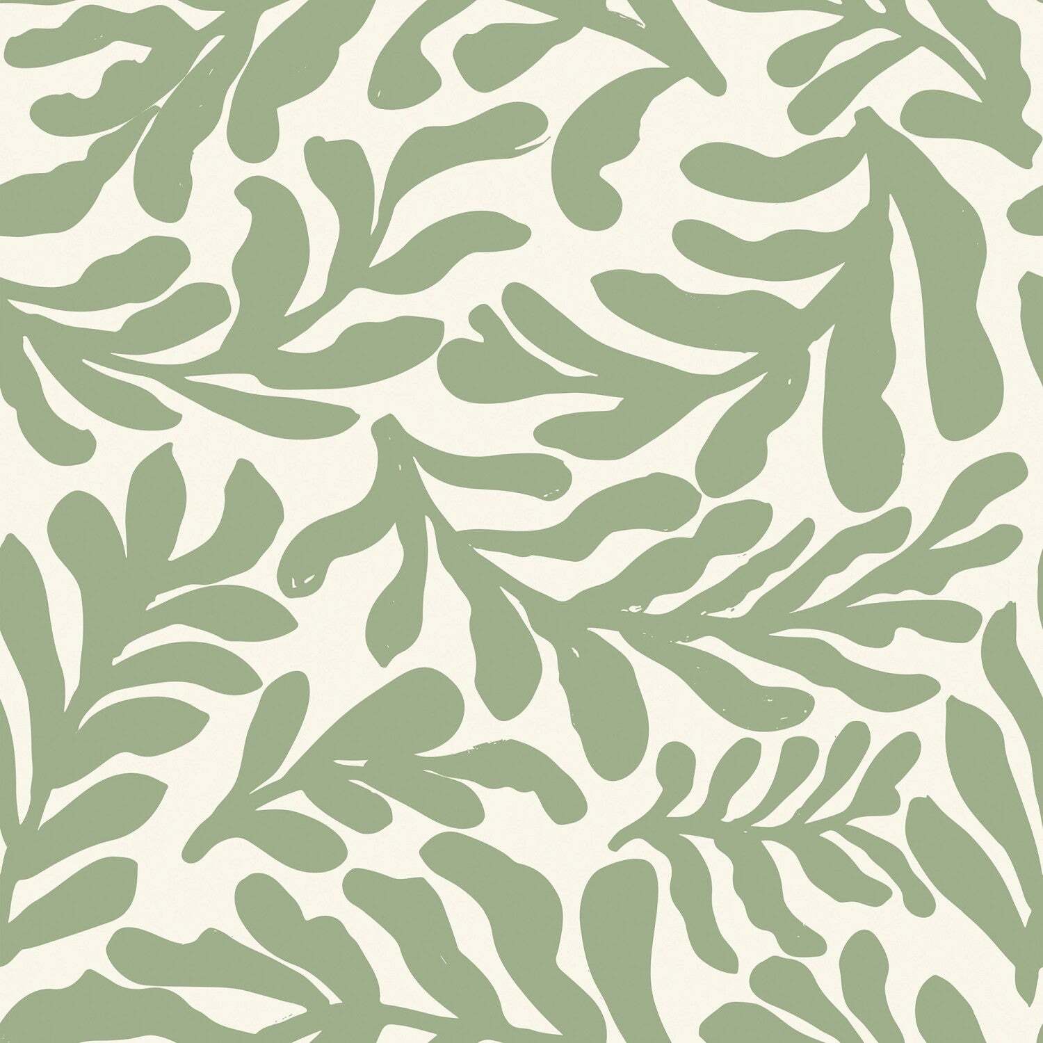 B&Q -  Sample Of Coral Leaf Wallpaper In Pistachio On Cream - Image 2