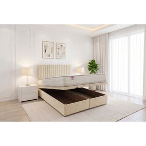 Cream / Super King / Superking / 200cm Emily End Opening Ottoman & Orthopaedic Mattress + 24