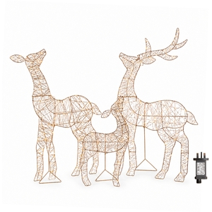 1m Light up Gold Twist Christmas Reindeer Family Set with 310 Warm White LEDs