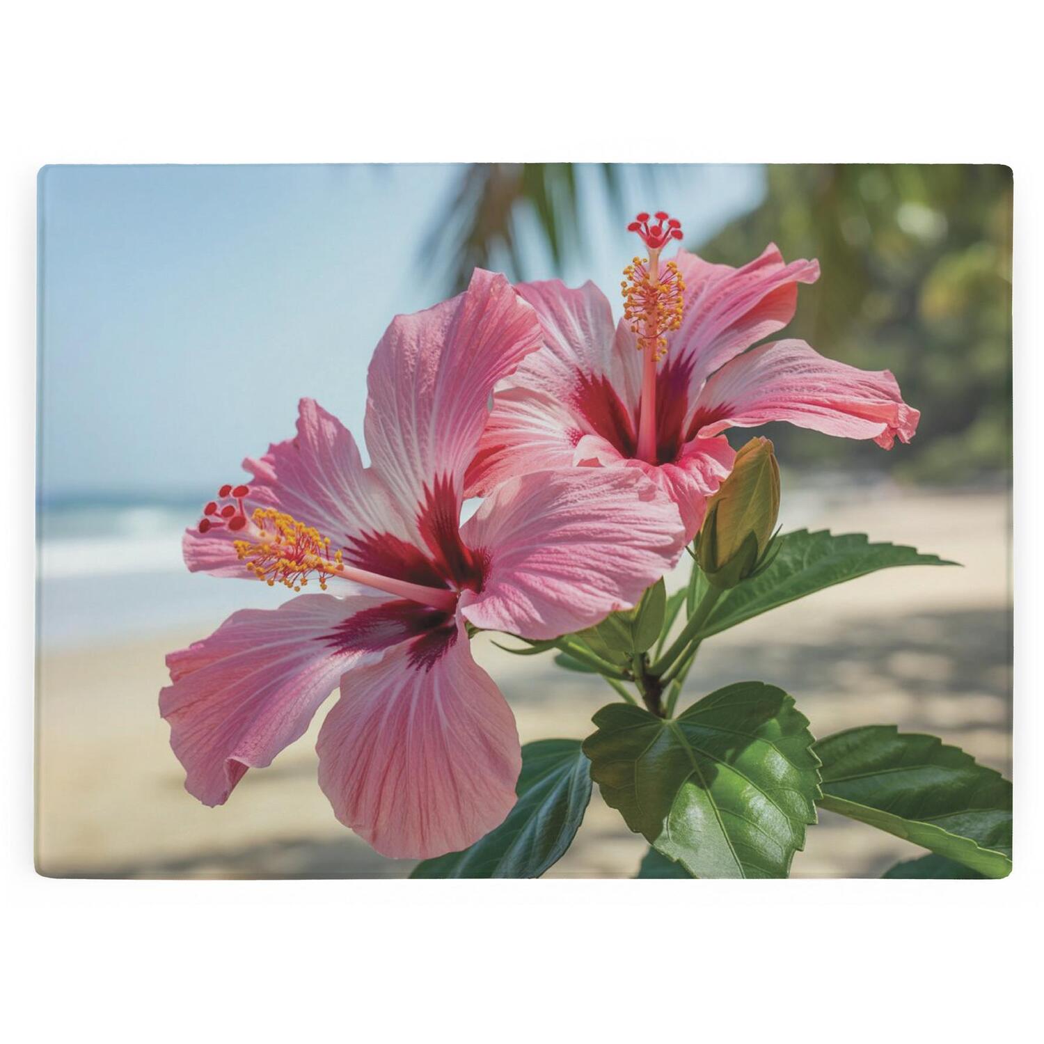 Image of Tropical Hibiscus Large Smooth Glass Worktop&hellip;