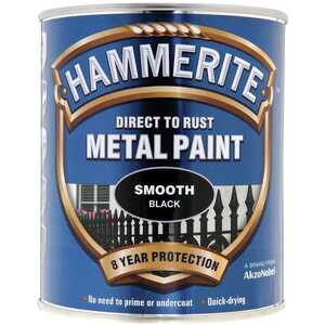 Hammerite Direct-to-Metal Smooth Black Paint 750ml.