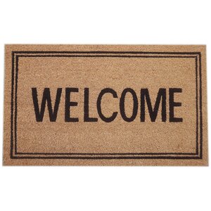 Welcome Bordered Doormat Brown