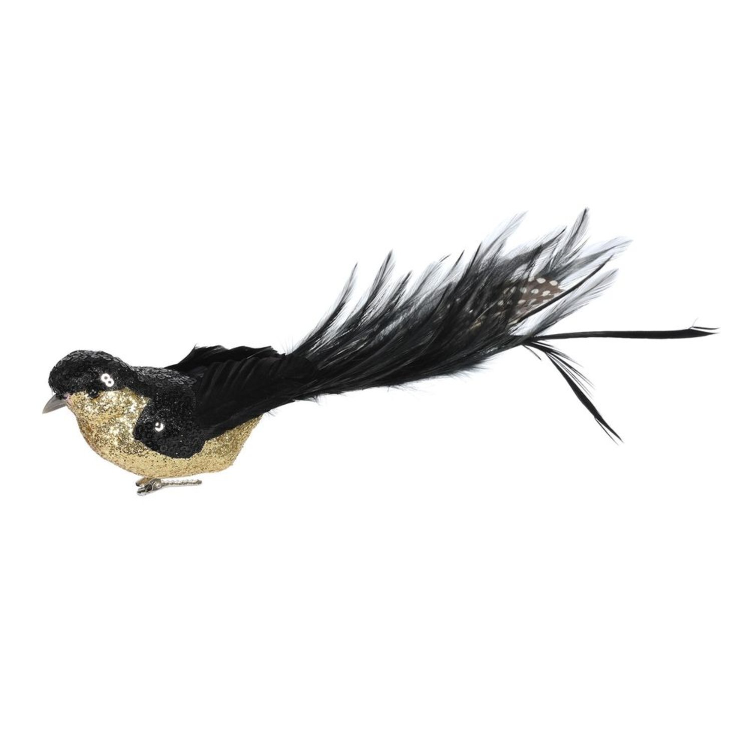 Kdmd Unisex Black & Gold Sequin & Glitter Bird With Clip 29Cm 2 Pack - Image 2
