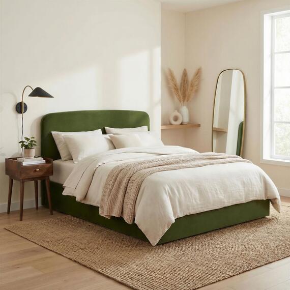 Amelie Green Velvet Ottoman Bed Frame