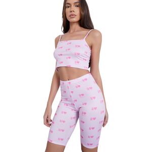 Love Island Pink Bralet Set  Cropped Top & High-Waist Cycling Shorts