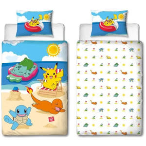 Pokemon At The Beach Reversible Bedding Set Kids Duvet Cover Single 140x200cm