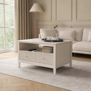 Fluted Four Drawer One Shelf Coffee Table - Hales Taupe Collection