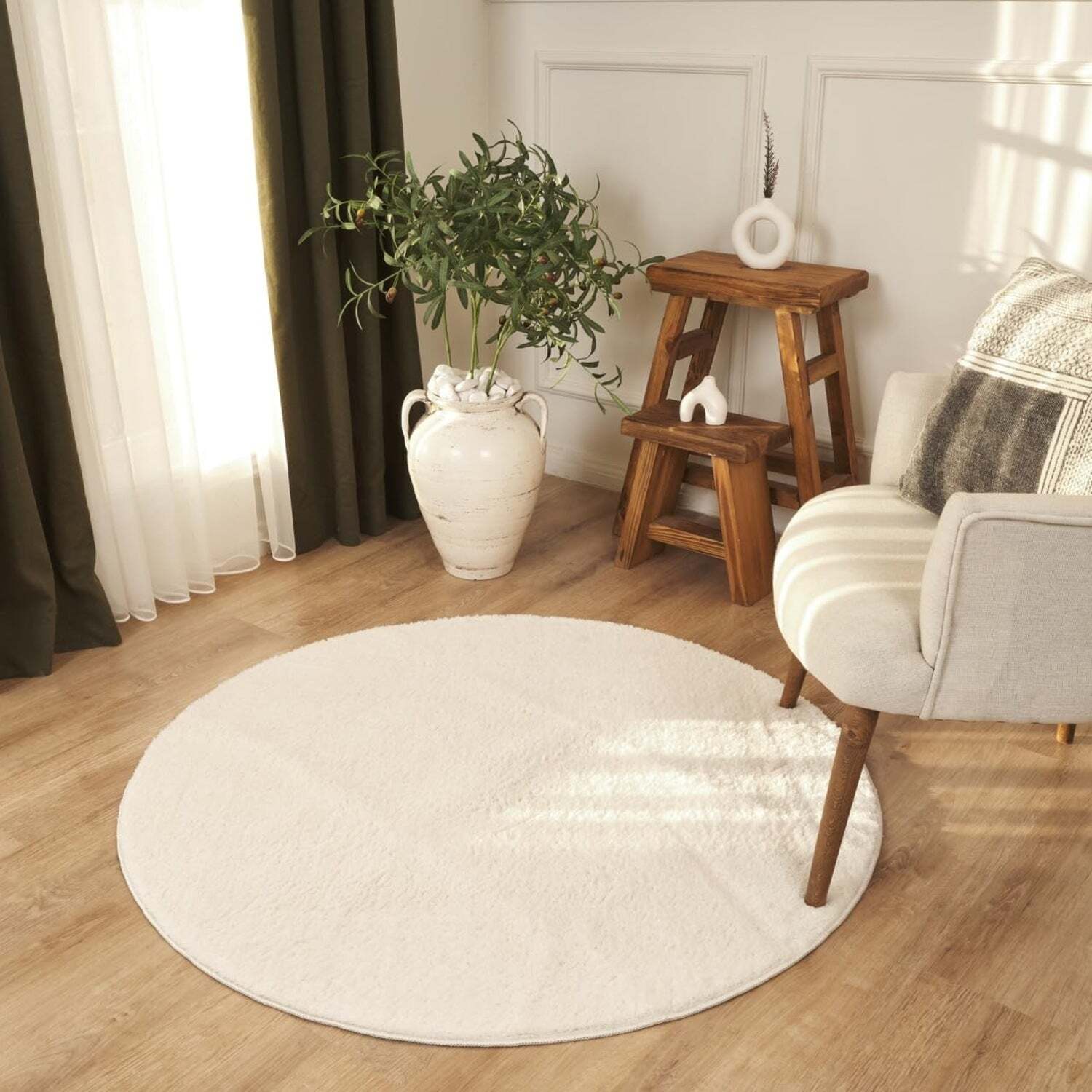 Ruglenza Stella Shaggy Rug - Cream / 120Cm