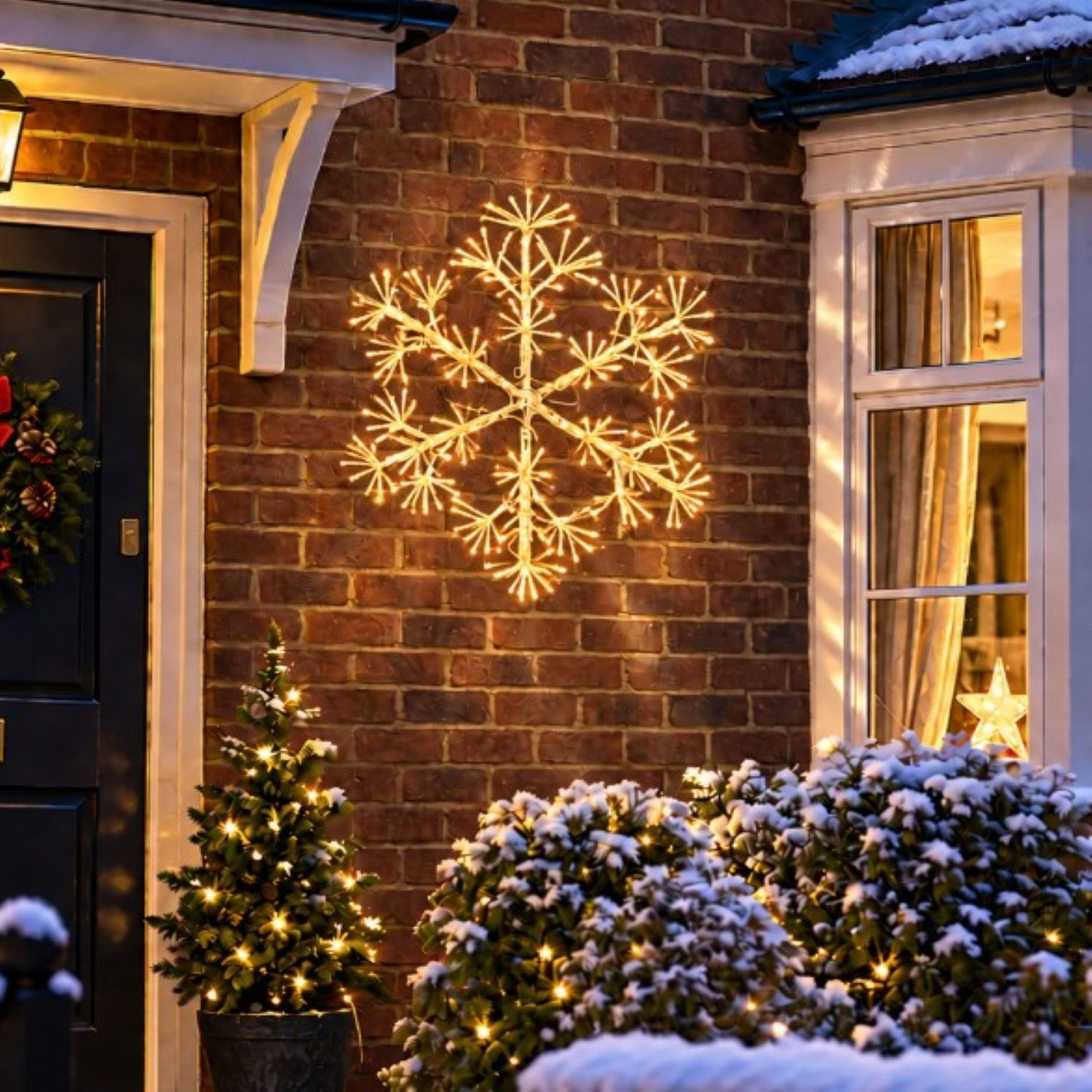 60cm Warm White Starburst Snowflake Christmas Light, 300 LED, Twinkle, Timer - Image 4