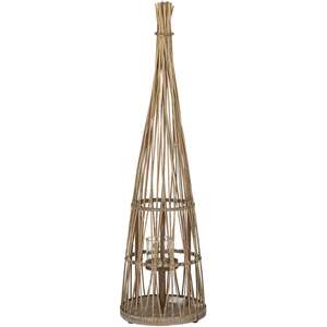 Medium Conical Wicker Lantern With Glass Holder & LED Lights
