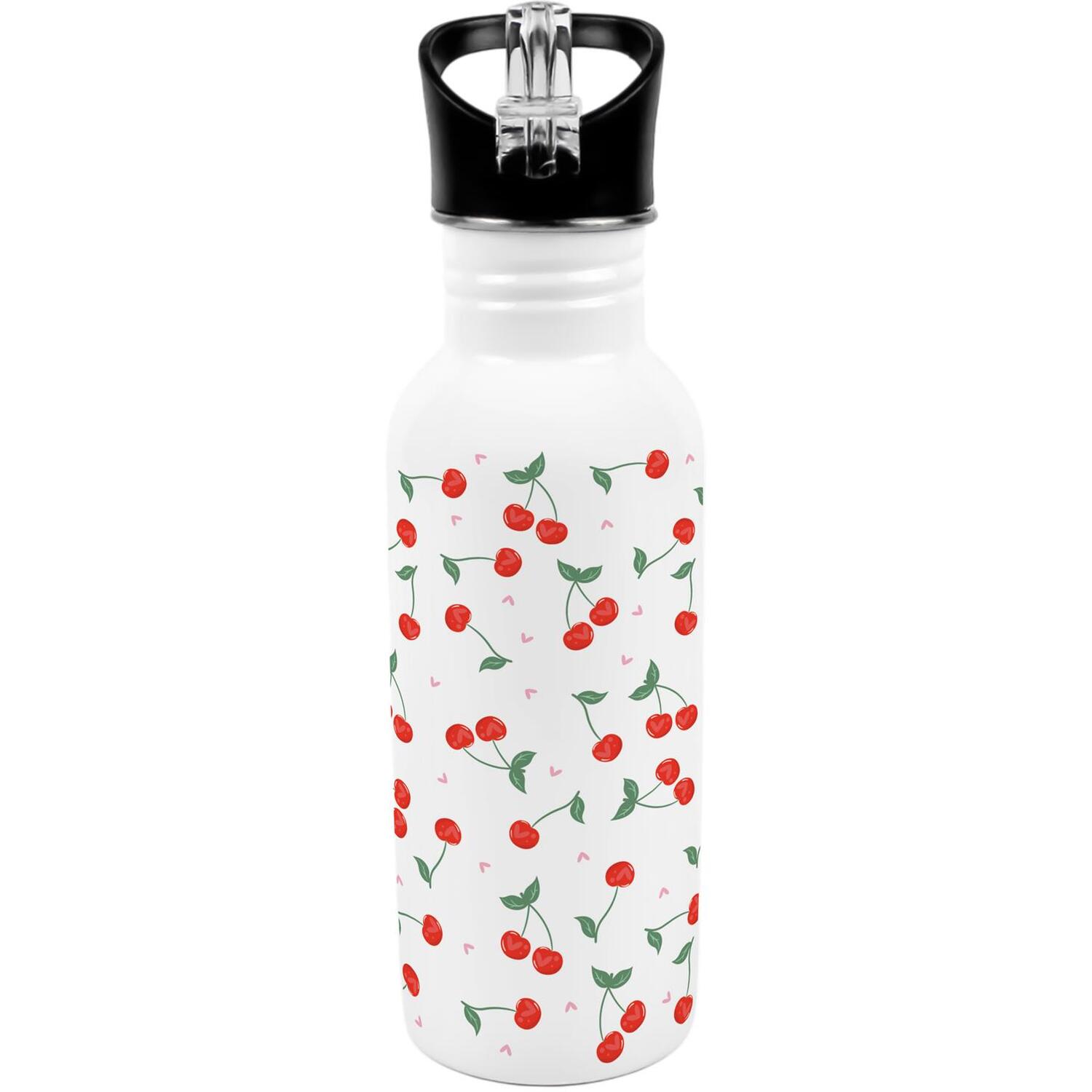 Purely Home Cherries Metal Canteen Water Bottle - Red