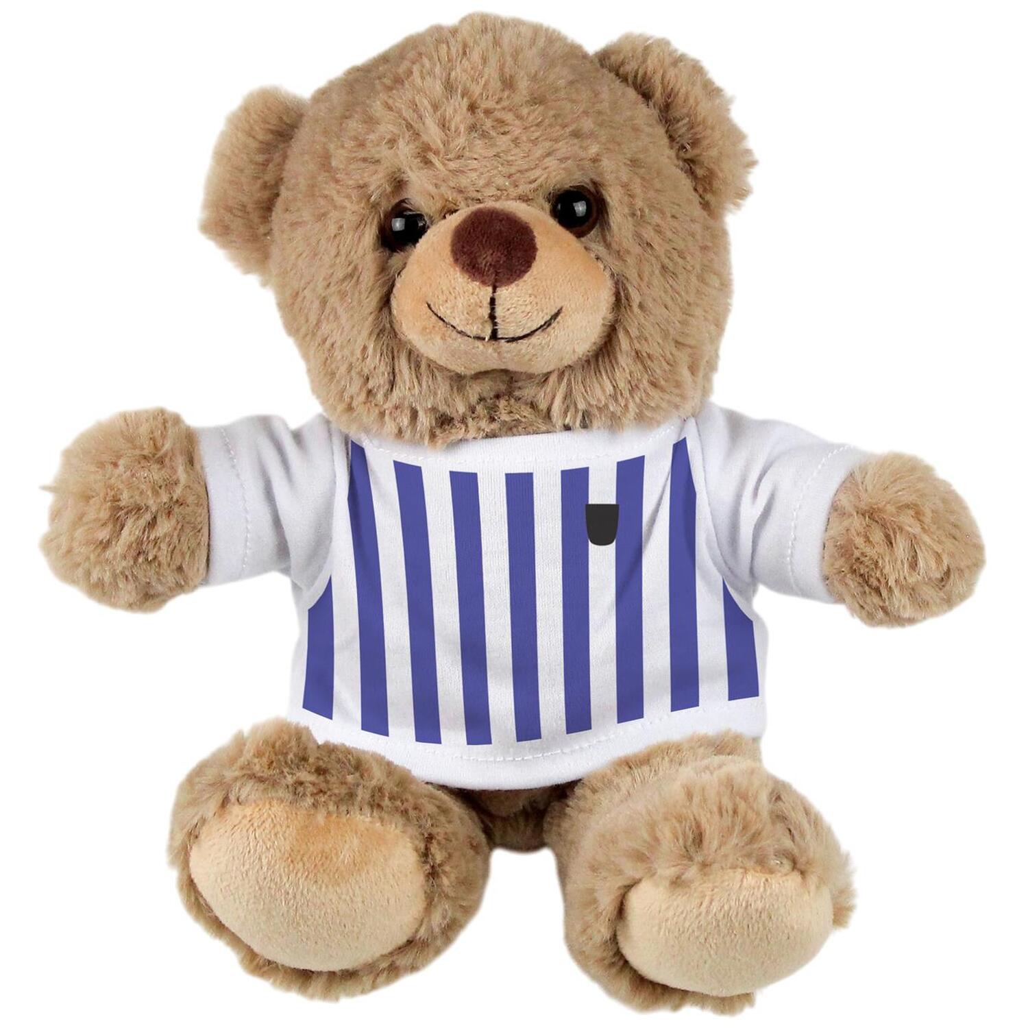 Football Teddy Bear - Light Brown Stuffed Bear Gift with Black & White T-Shirt - Image 2