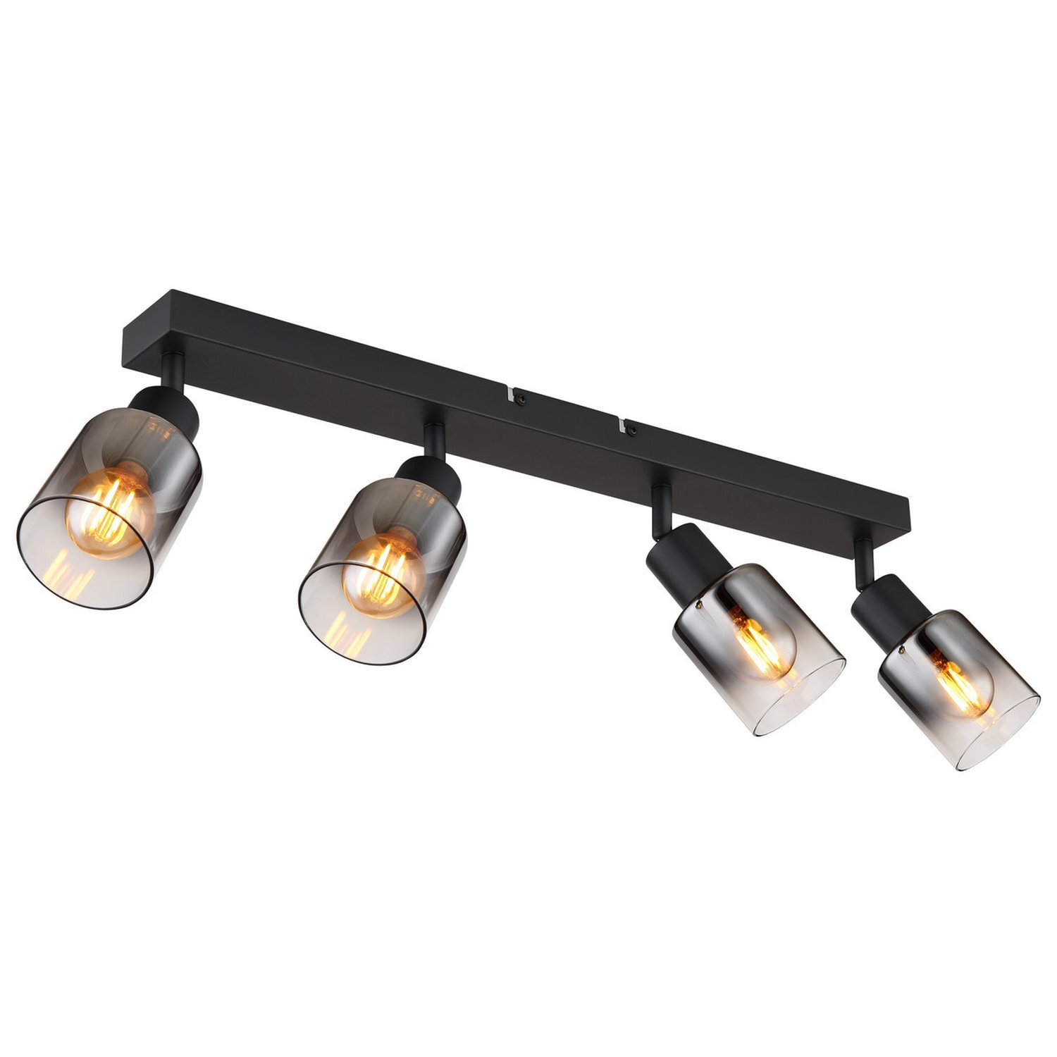 Netlighting Unisex Black Hubertus Ceiling Spotlight Bar Matt Smoke Glass Shade 4X E14 Size 4 - Image 2