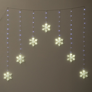 1.2m x 1.2m Neon Snowflake Curtain Lights, 588 White LEDs