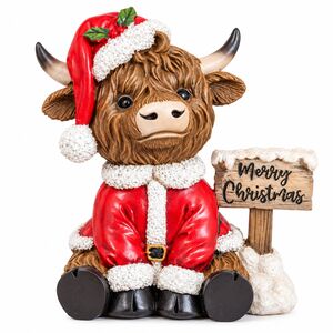 Merry Christmas Highland Cow Ornament