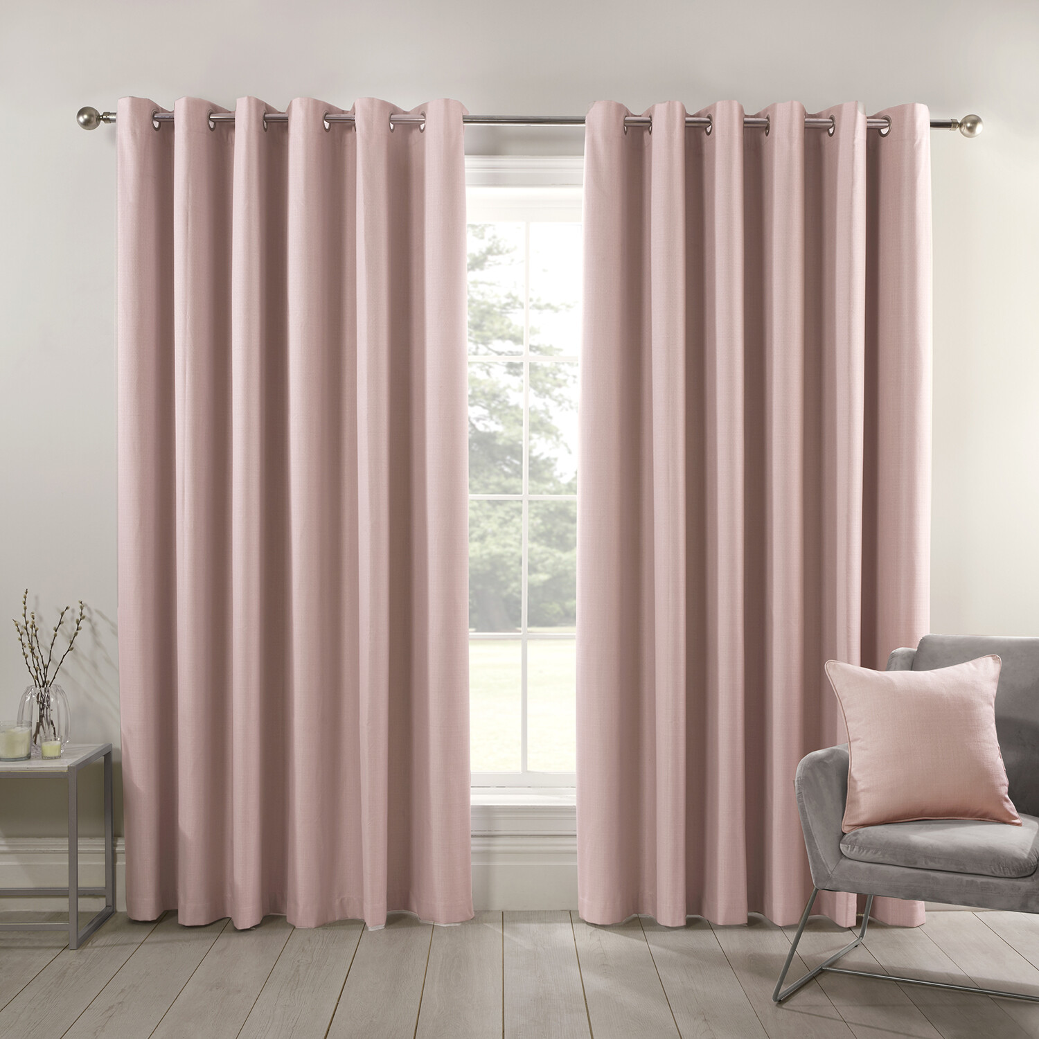 Hoxton Blackout Eyelet Curtains - Blush / 168cm / 183cm
