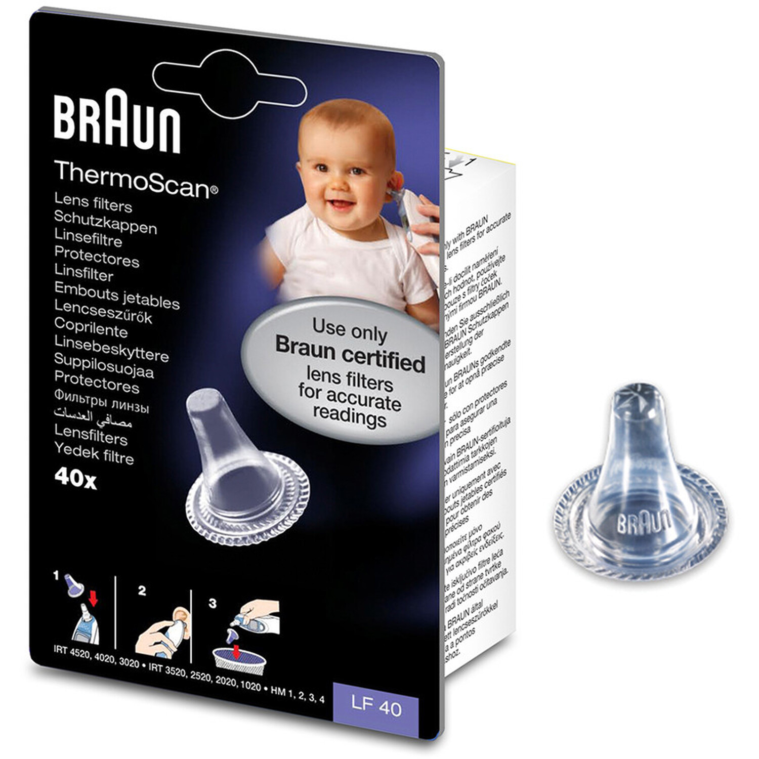 Braun Thermoscan Hygiene Caps (Pack Of 40) For Ear Thermometers - Yellow