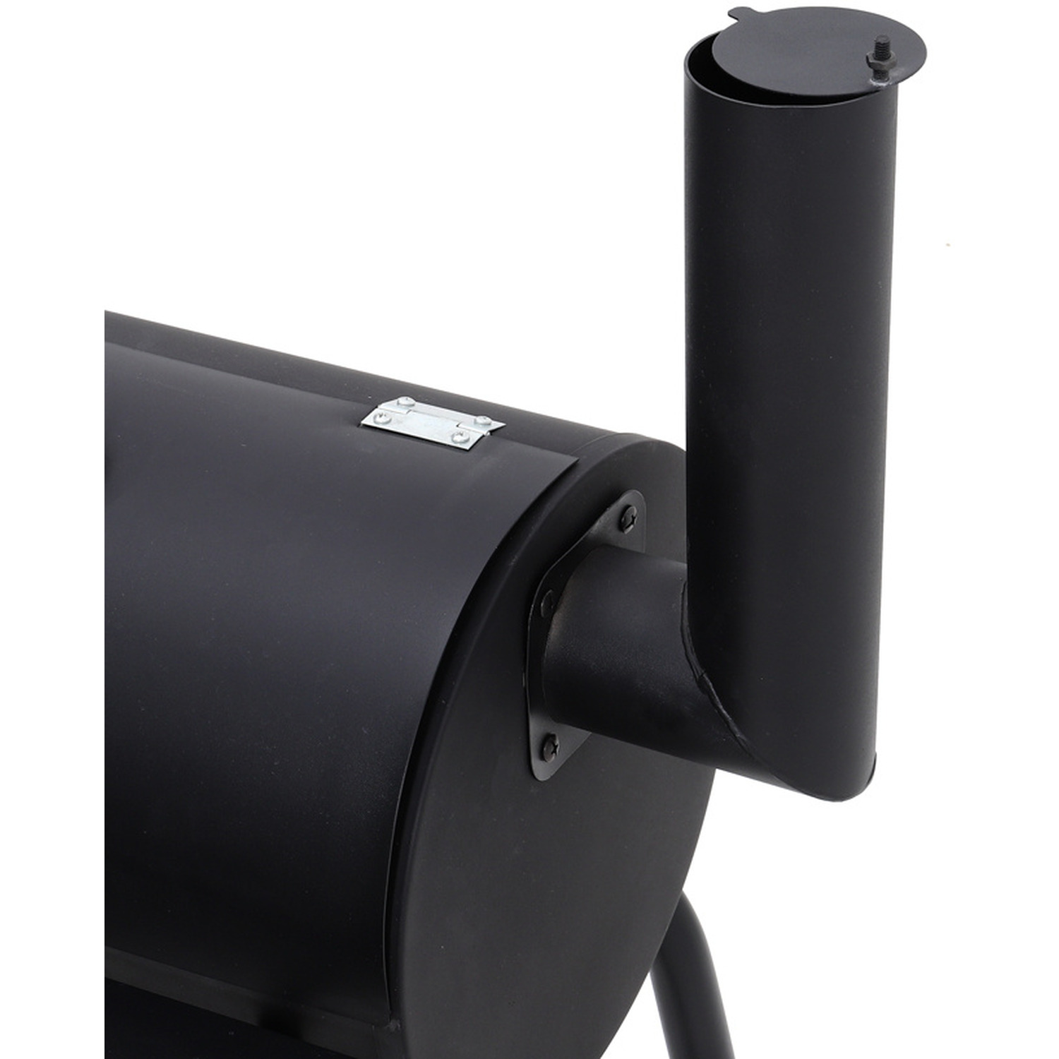 Charcoal Bbq Grill Trolley With Offset Smoker - Black
