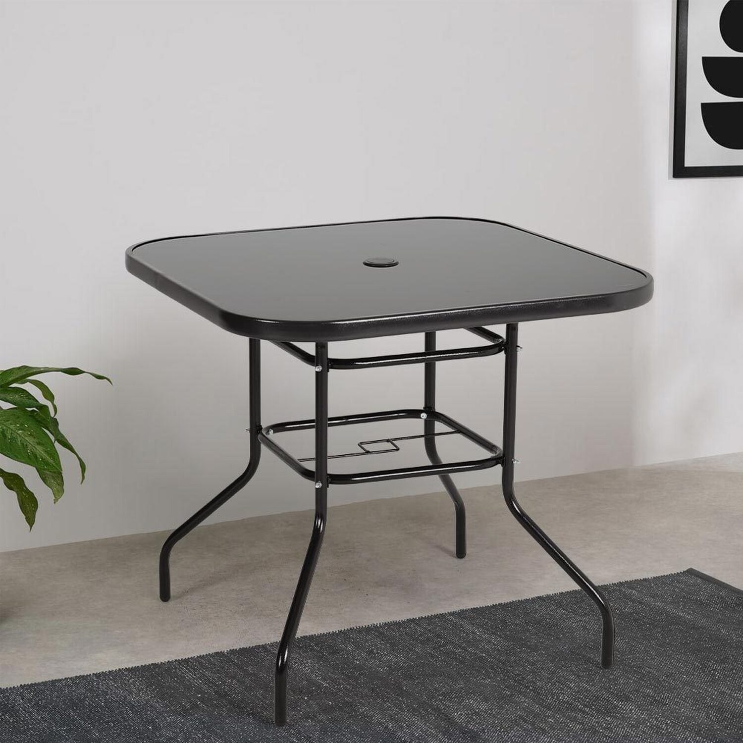 Livingandhome Square Table And Fabric Chair Bistro Set - Black 4 X Chairs And 1 X Table