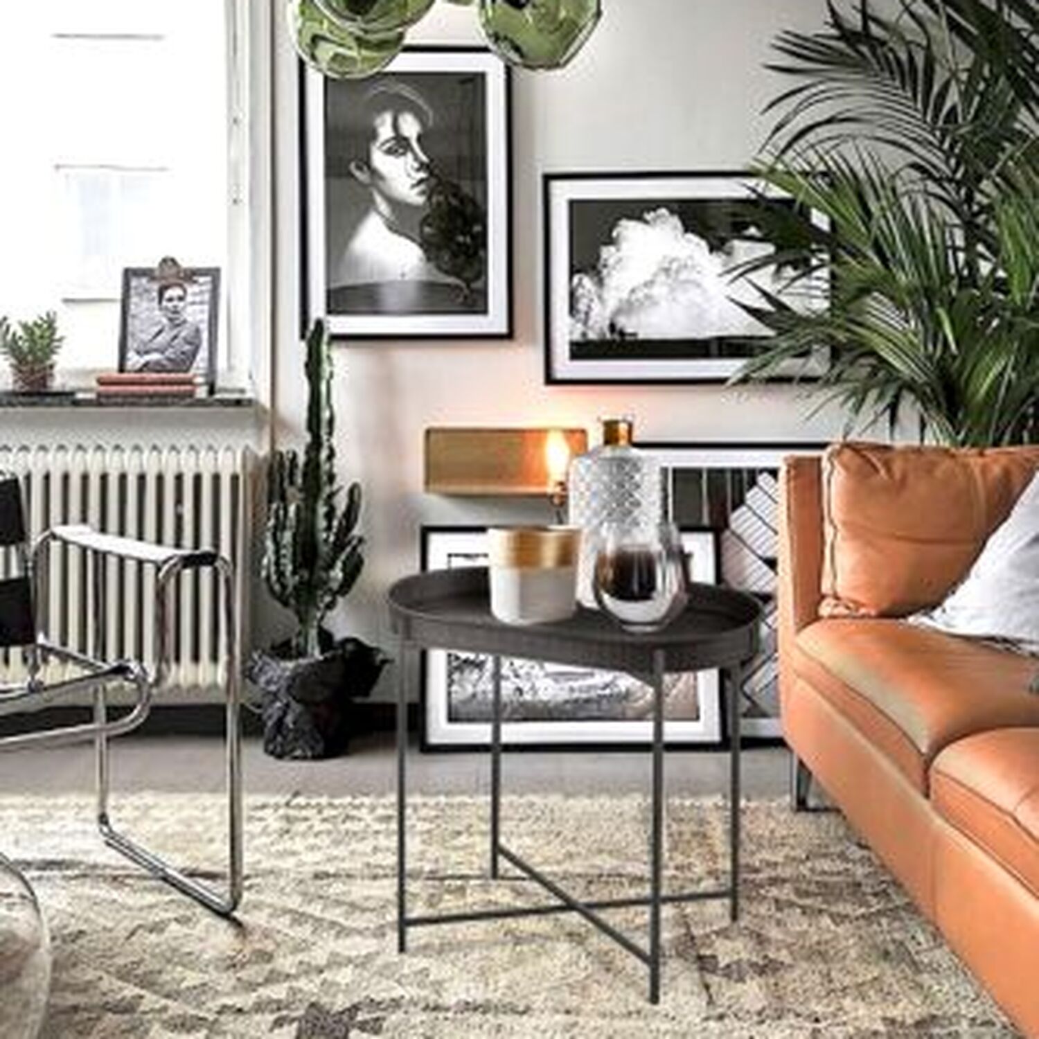 The Mia Black Oval Side Table - Black