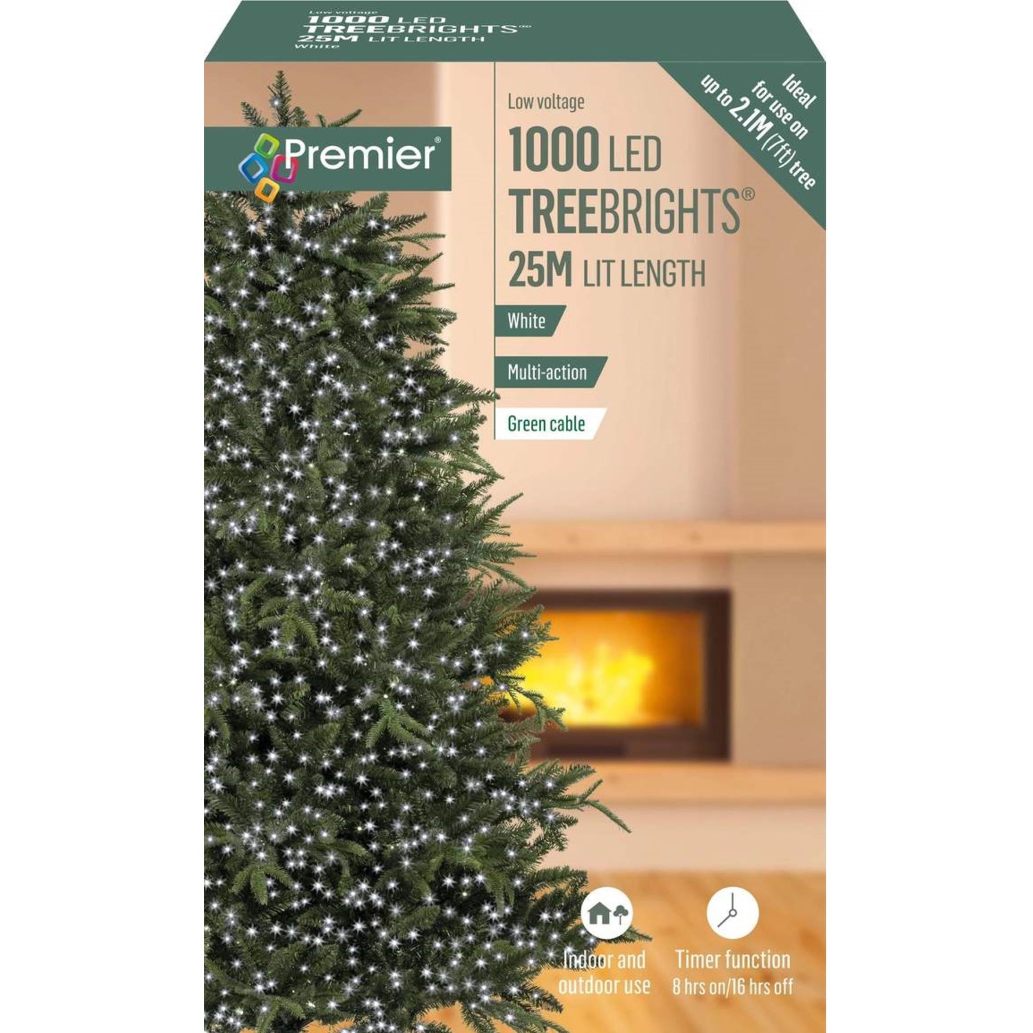 1000 LED Christmas TREE Brights Timer Lights Multi Action by Premier - White - Image 14