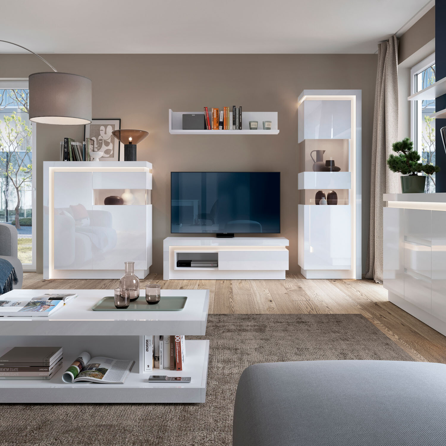 Lyon Tall Narrow Display Cabinet - Left Hand Display