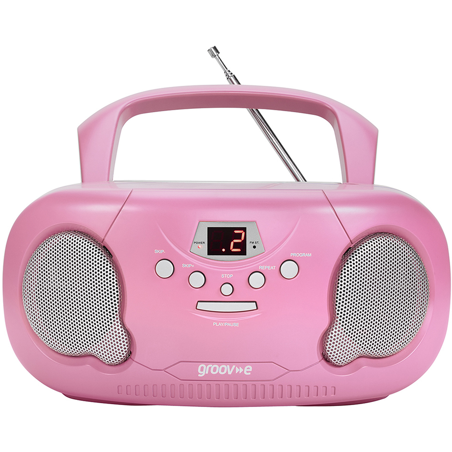 Groov-e Original Boombox Portable CD Player with Radio - Pink