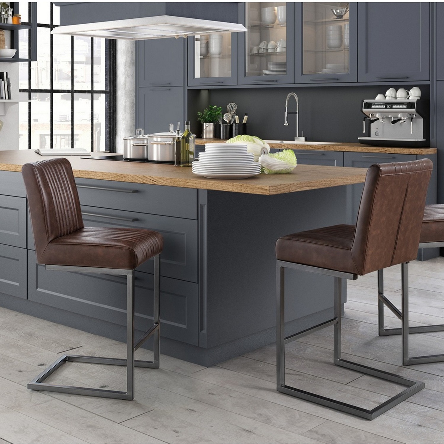 Set Of 2 Brooklyn Barstools - Brown - Brown