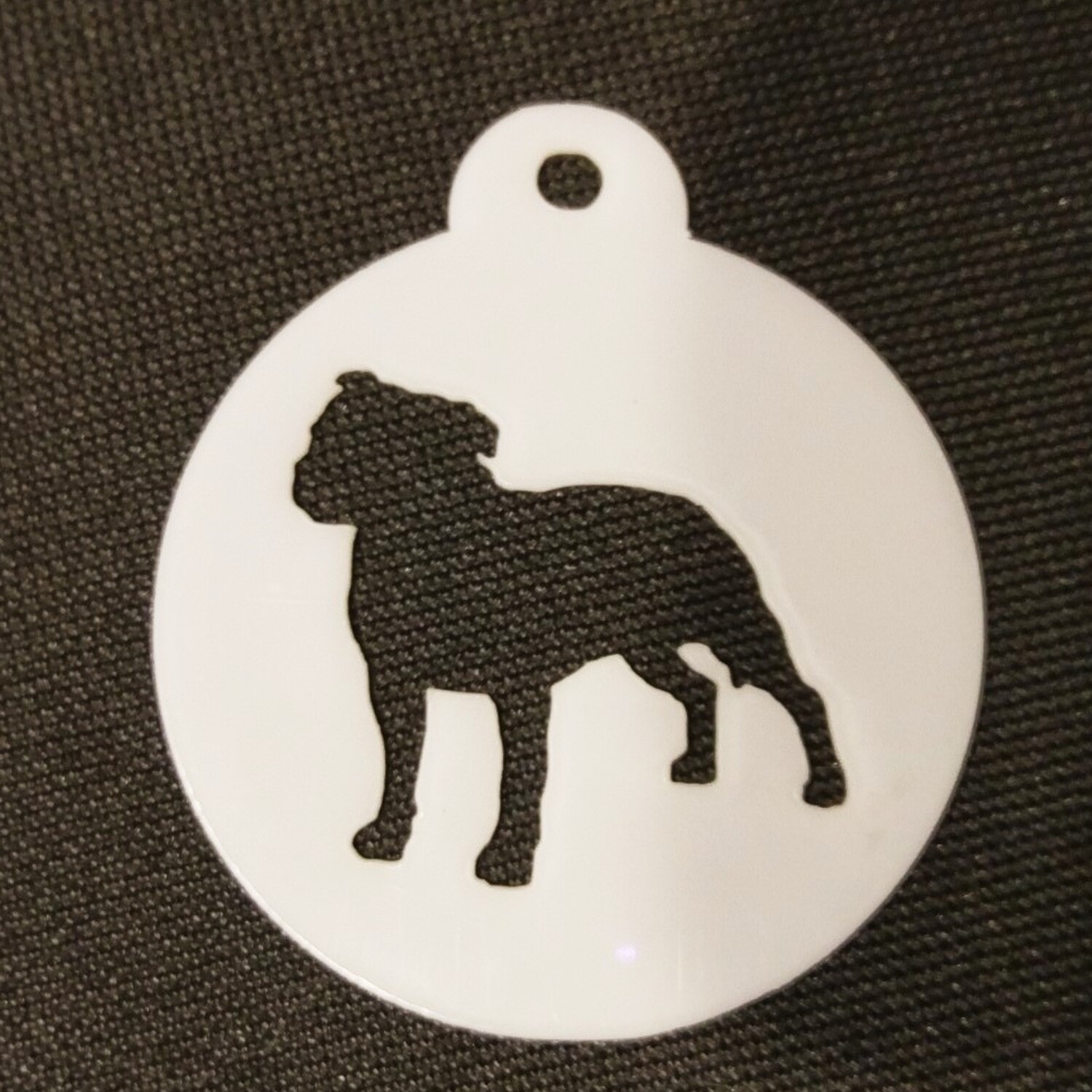 Dog Themed Coffee Stencil - White / Staffordshire Bull Terrier