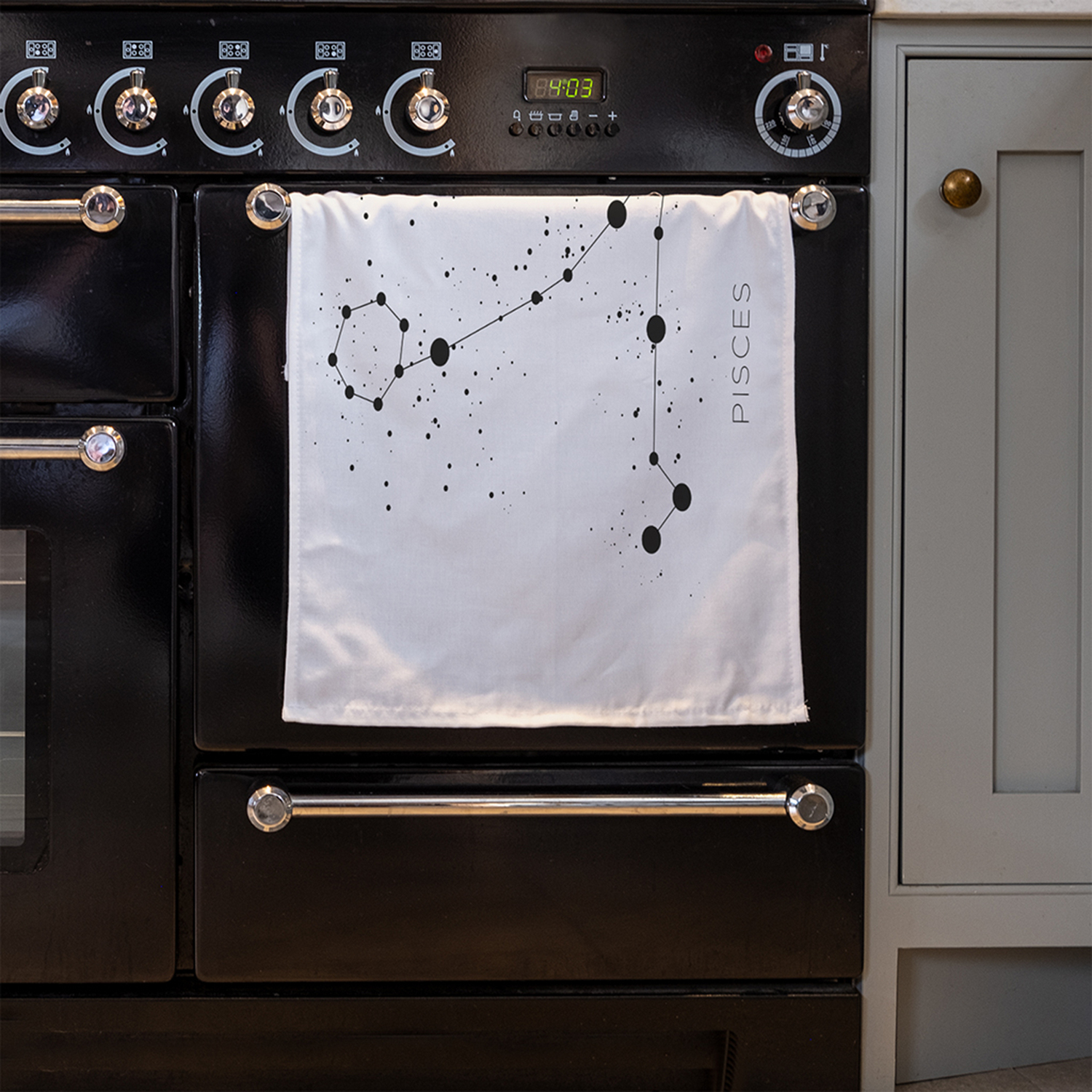 Star Constellation Zodiac Pisces Kitchen Towel - White