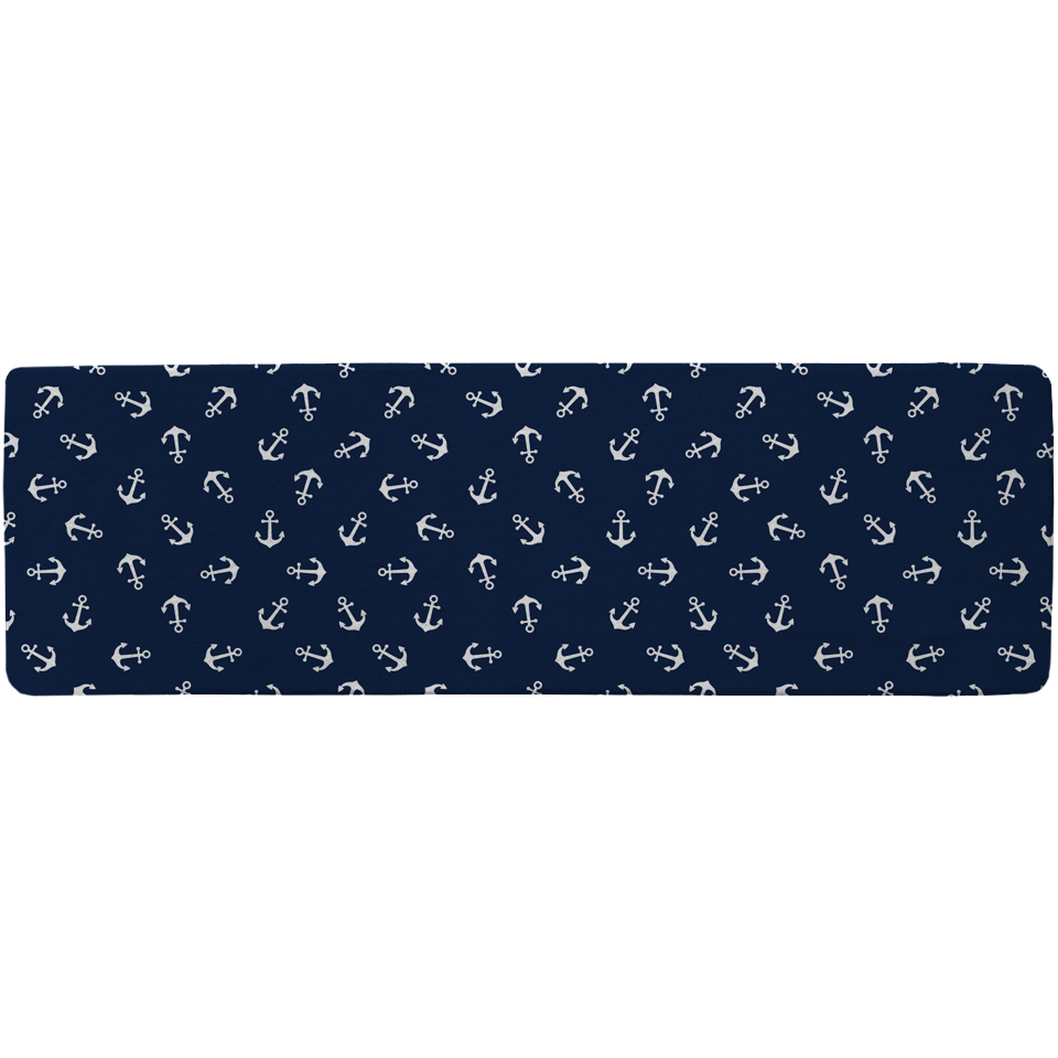 Anchors On Navy Background Runner Rug - Blue