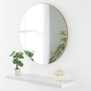 Simple Round Wall Mirror Gold