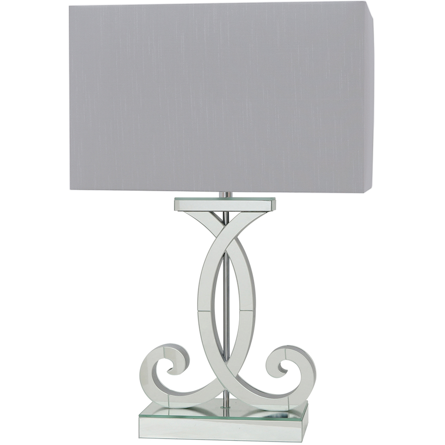 Vanity Living - 66cm Marine Grey Mirror Table Lamp with Silk Shade - smoked Mirror thumbnail