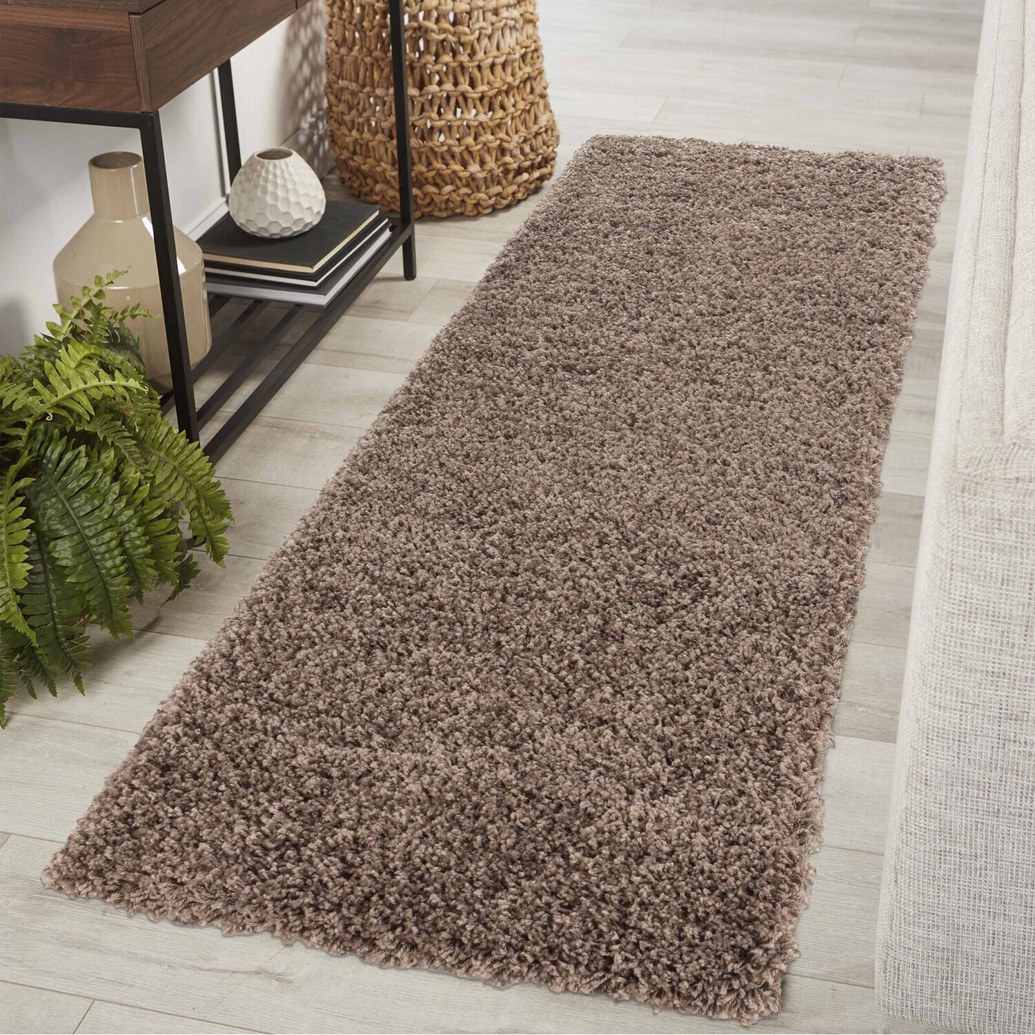 Desire Rugs Plain Living Room Fluffy Shaggy Area Rugs - Dark Beige / 60x220